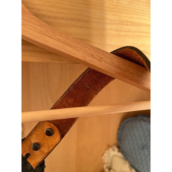 Vtg Sears Leather Belt with Rad Stone Buckle - Picture 7 of 9